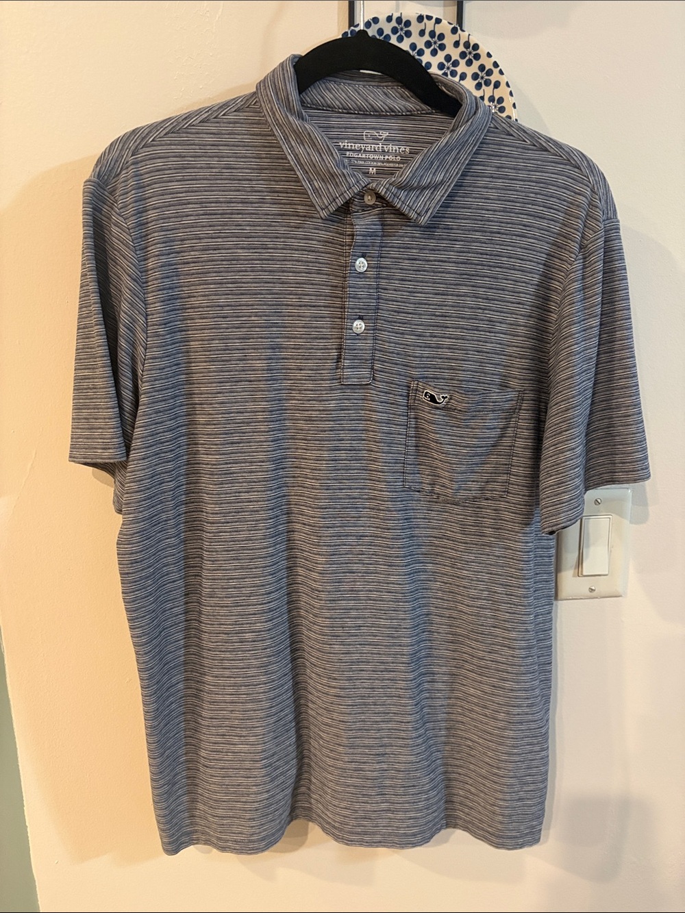 Vineyard Vines Men's Gray-Blue Striped Polo
